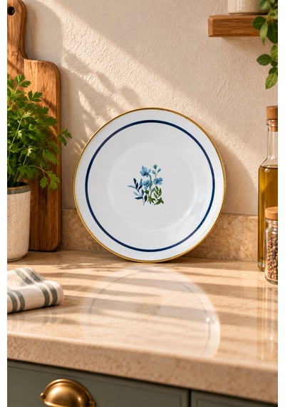 Bernardo Sapphire Emaye Servis Tabağı 21 Cm Beyaz - Pembe