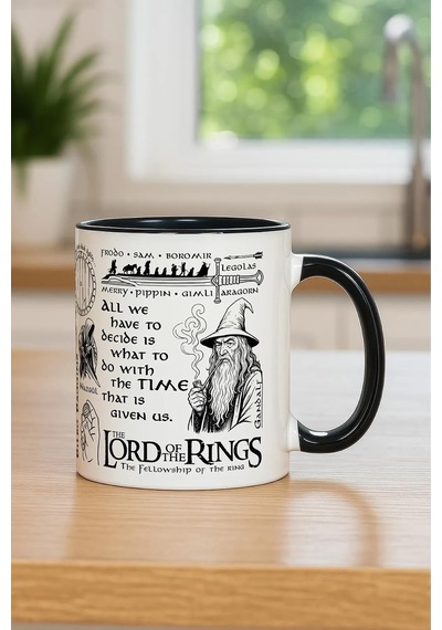 Lotr Yüzüklerin Efendisi Özel Tasarım Kupa Bardak Beyaz - Çok Renkli