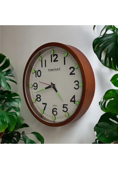 Time Gold Fosforlu Çocuk Odası Küçük Eskitme Duvar Saati Çap 22 Cm Sessiz Akar Saniye Eskitme