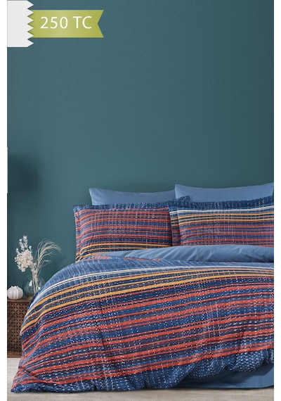 Varol 250 Tc Bambu Karışımlı Pamuk Saten Nevresim Takımı Family Size - Linear Çok Renkli