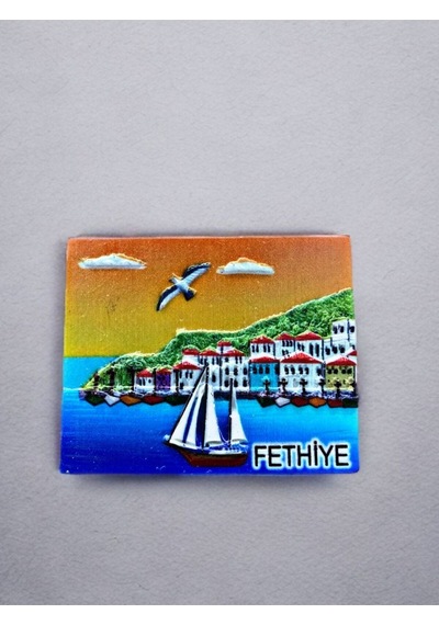 Fethiye Temalı Kabartma Polyester Magnet. 8cm X 7 Cm.