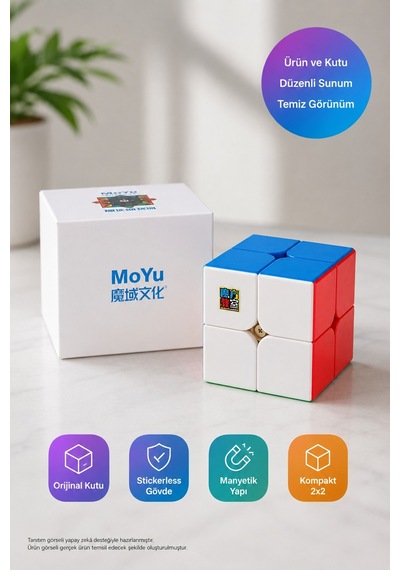 Moyu 2x2 Manyetik Zeka Küpü Stickerless Speed Cube Moyu Rs2m Akıcı Dönüşlü Kompakt Hobi Küpü