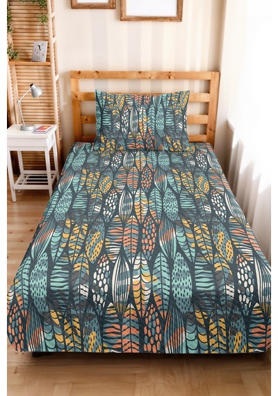 Yaprak Geometrik Turkuaz Genç Odası Tek Kişilik Pike Takımı-modern 160x220 Cm Kapitone Yatak Örtüsü Fısıltılı Yağmur Anısı