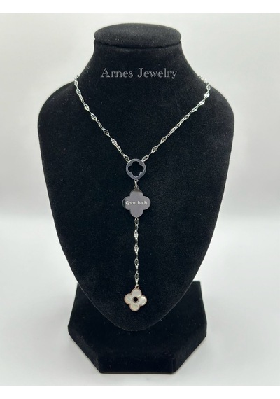 Arnes Jewelry Çelik Silver Yoncalı Kolye Gümüş