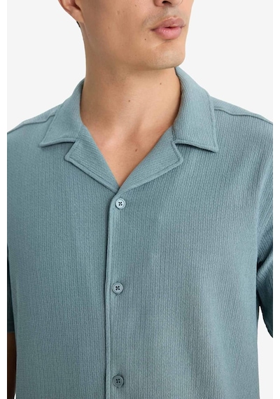 Defacto Modern Fit Polo Yaka Penye Kısa Kollu Gömlek C4125ax25smgn1249 Yeşil