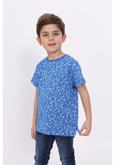 Toontoy Kids Toontoy Erkek Çocuk Komple Baskılı Tişört Saks