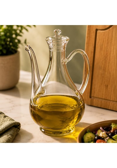 Porsima 5323 Borosilikat Cam İbrik Model Zeytinyağ Şişesi - Yağlık Ve Sirkelik 750ml Cam Şeffaf