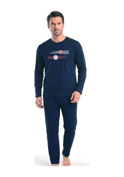 Pierre Cardin 6153 Erkek Uzun Kollu Bisiklet Yaka Pijama Takımı -lacivert