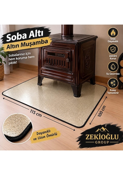 Nokta Desenli Dikili Soba Altı Muşamba 100 X 115 Cm Isı Koruyucu Soba Altı Örtüsü