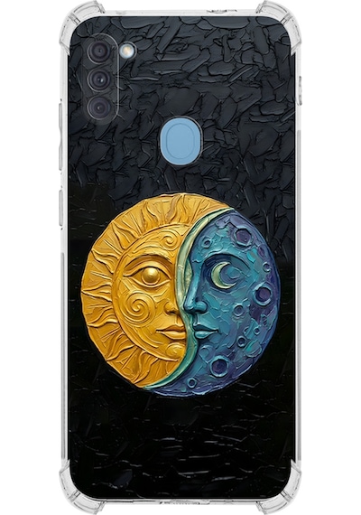 Samsung Uyumlu Galaxy M11 İle Köşe Korumalı Kılıf Metamorfoz Ekinoks Tasarımlı Uv Baskılı Şeffaf