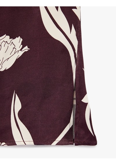 Koton Bağlama Detaylı Floral Desenli Halter Yaka Saten Bluz Bordo Desenli 6wak60123uw Bordo Desenli Koton Bağlama Detaylı Floral Desenli Halter Yaka Saten Bluz Bordo Desenli 6wak60123uw Bordo Desenli