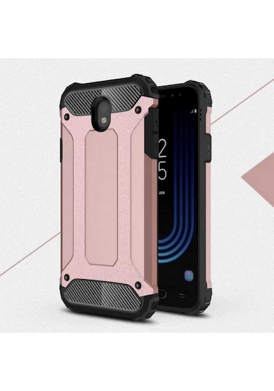 Noktaks - Samsung Galaxy Uyumlu J3 Pro - Kılıf Çift Katman Zırh Tank Crash Military Kapak - Rose Gold