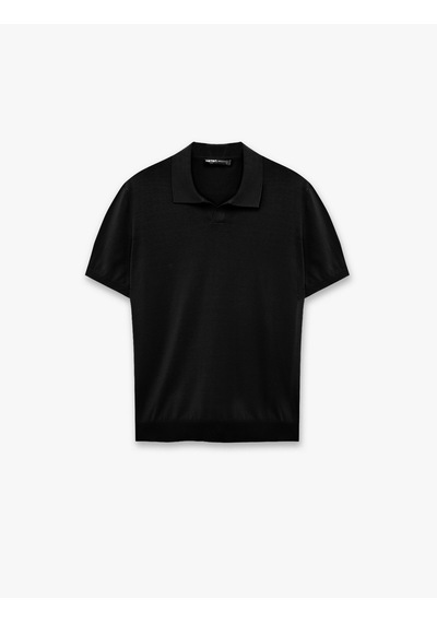 Koton Regular Fit Viskon Kısa Kollu Polo Yaka Triko Tişört Siyah 6sam70054ht