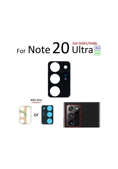 Samsung Galaxy Uyumlu Note 20 Ultra Arka Kamera Camı Lens Yapışkanlı İnd01275