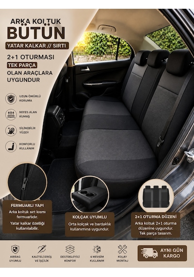 Fiat Egea Cross 2020-2024 Uyumlu Premium Tay Tüyü Oto Koltuk Kılıfı Airbag Uyumlu 2+1 Fermuarlı Kolçak Uyumlu 23336541