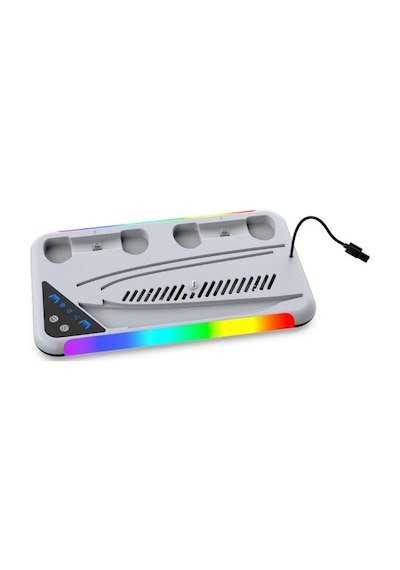 Ps5 Fat/slim/pro Uyumlu Soğutuculu Rgb Şarj Standı Dobe Tp5-3557d Beyaz