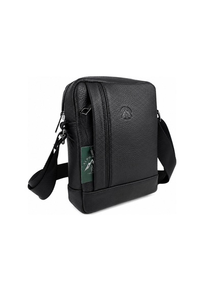 Alphaclub Bag Erkek Siyah Hakiki Deri Postacı El Ve Omuz Çantası Orta Boy