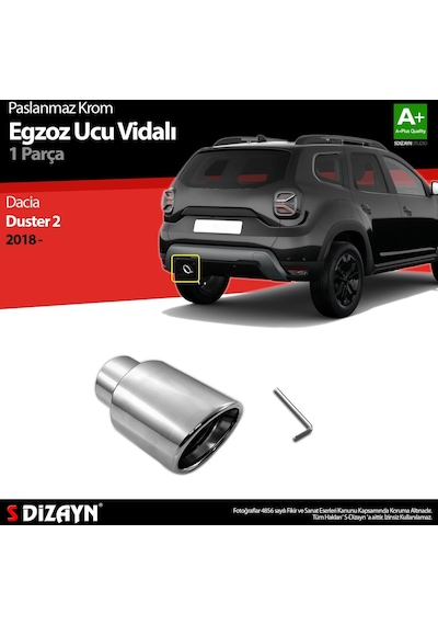 S-Dizayn  Dacia Duster 2 Krom Egzoz Ucu Vidalı 55mm Çap 2018 Ve Üzeri