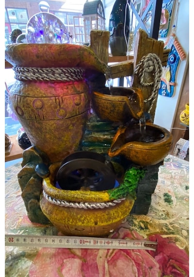 Feng Shui Su Şelalesi Akan Su Objesi Doğa Çok Renk Işık Küre Vazo