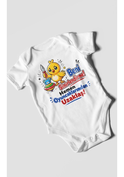 Morivokids Beni Sinirlendirme Mesajlı Kısa Kollu Bebek Body %100 Pamuk Beyaz