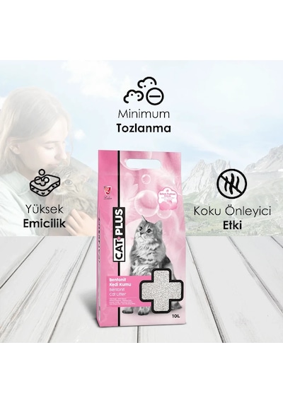 CatPlus Bebek Pudrası Kokulu Topaklaşan Bentonit Kedi Kumu 4 x 10 L