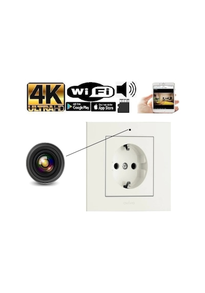Duvar Prizi Wifi Kamera Bakıcı Kamerası 7/24 Uzaktan Canlı