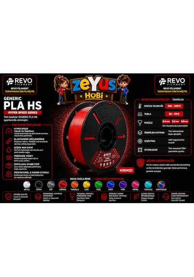 Generic Pla Hs Hyper Speed Filament Kırmızı 1.75 Mm 1000 Gr Kırmızı Filament