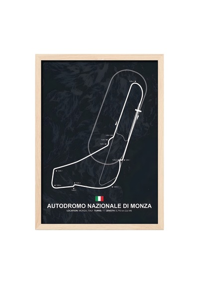 Monza F1 Pisti Ahşap Çerçeveli Tablo İtalya Gp Yarış Pisti Poster Ahşap 01