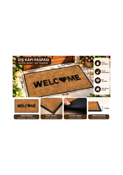 Dekoratif Dış Kapı Paspası Dijital Baskılı, Kaymaz Pvc Plastik Tabanlı, Şık Desenli Kapı Önü Paspası 40x70 Cm Kahverengi5 - 937312887 Kahverengi5 Dekoratif Dış Kapı Paspası Dijital Baskılı, Kaymaz Pvc Plastik Tabanlı, Şık Desenli Kapı Önü Paspası 40x70 Cm Kahverengi5 - 937312887 Kahverengi5