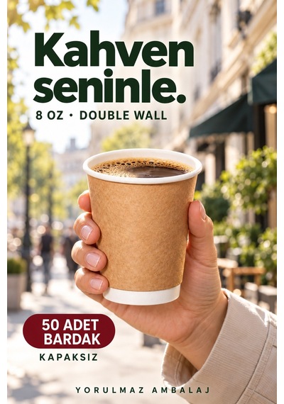 Double Wall Karton Bardak 8 Oz 50 Adet Çift Katmanlı Sıcak İçecek Kağıt Bardak Renkli