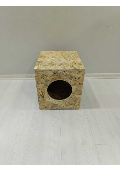 Kedi Yuvası Kedi Kulubesi Soğuğa Dayanıklı Osb Kedi 36x30x33 Cm