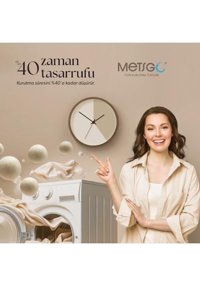 METSGO  ( 6 Adet ) Yün Kurutma Topu - Doğal Yumuşatıcı- Kırışık Makinesi İçin