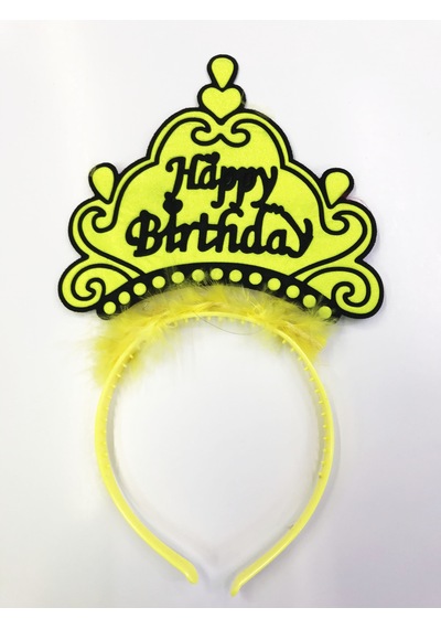Happy Birthday Yazılı Neon Renk Taç 12 Adet Standart