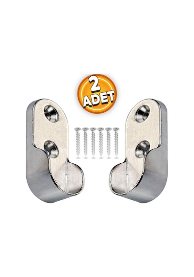 Lexroo Askı Flanşı Oval Dolap Elbise Askı Aparatı Krom 30 Mm 2 Adet Çok Renkli