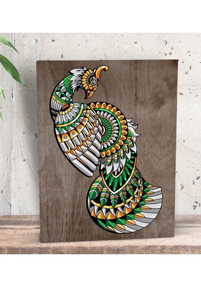 Bk Gift Tavus Kuşu Tasarımlı Dekoratif Mini Kanvas Tablo 15X20Cm- (551116594)