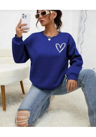 Kozia Outdoors Malkoçbey Oyaka Baskılı Oversize Unisex Sweatşhirt Mavı Mavi