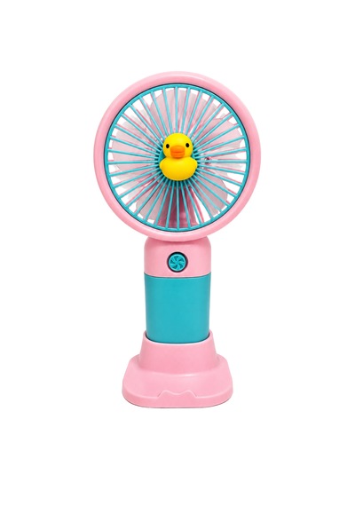 Estone Es-9100 Figürlü Şarjlı Mini El Ve Masaüstü Fanı Telefon Standlı / 3 Kademeli Pembe