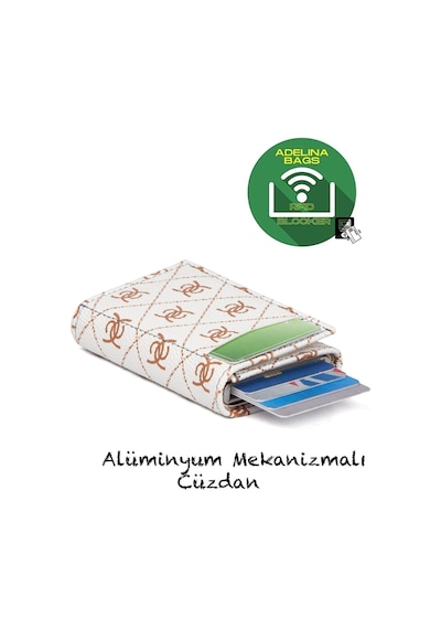 Adelina Bags Unisex Rio Mekanizmalı Otomatik Kızaklı Kartlık Cüzdan Beyaz