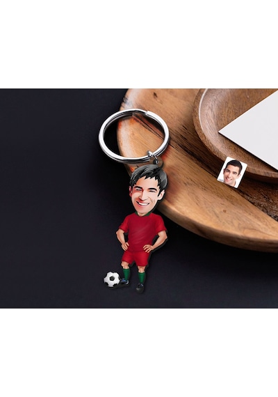Bk Gift Kişiye Özel Futbolcu Karikatürlü Ahşap Anahtarlık-12 Sevgiliye Hediye, Arkadaşa Hediye, Doğum Günü Hediyesi