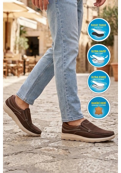 Ayakmod Premium Kahve Nubuk Hakiki Deri Anatomik Erkek Casual Ayakkabı 2406 M Kahverengi