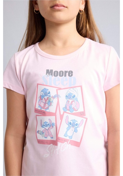 Defacto Dısney Lılo & Stıtch Relax Fıt Şort Tişört 2li Pijama Takımı Kız Çocuk H8491a826smpn645 Pembe-pn645
