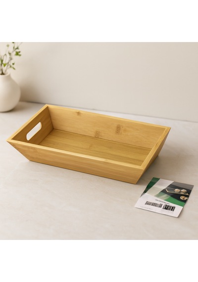 Bambu Dikdörtgen Sunum Tepsisi 16x30x4.5 Cm Çift Kulplu