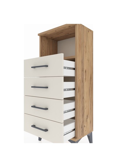 Arges Komodin Tek Raflı 4 Çekmeceli 44x30x106 Çam-aytaşı Çam