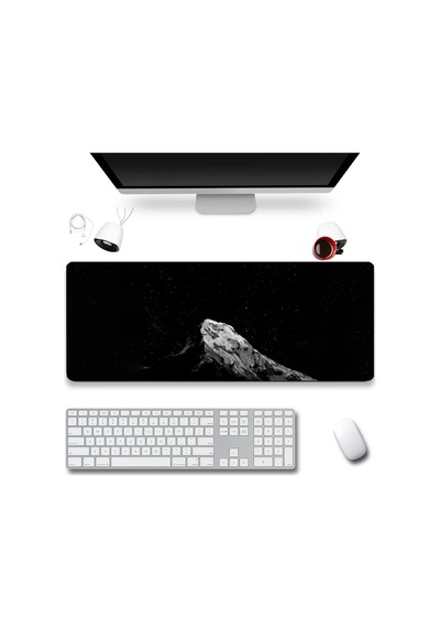 Sonictouch Siyah Dağ Temalı Gamer Oyuncu Dikişsiz Sıvı Geçirmez Klavye Mouse Pad 32x70cm Mousepad