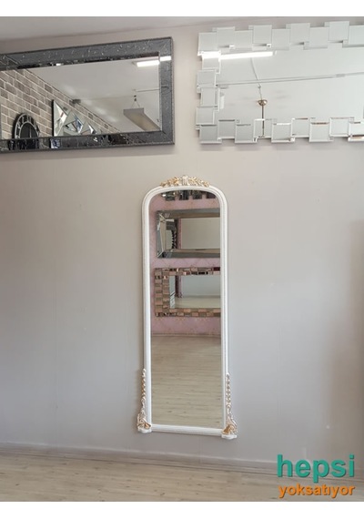 Matmazel Model Beyaz Altın Renk Varaklı Boy Aynası Beyaz