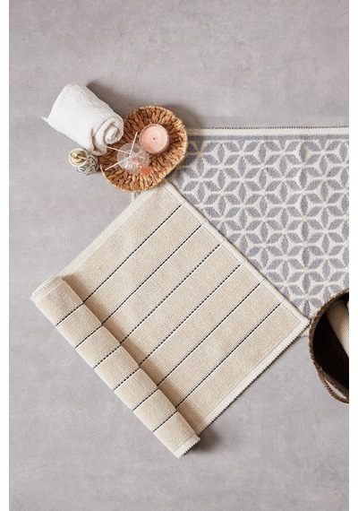 Doquhome Arte Banyo Paspası Krem&antrasit 60x100cm Krem