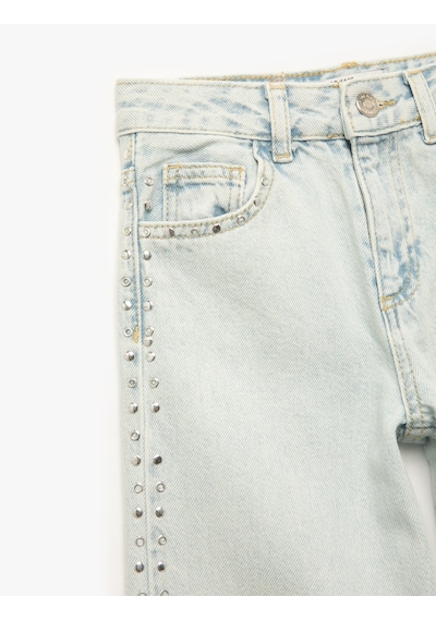 Koton Pamuklu Normal Bel Zımba Detaylı Geniş Paça Denim Pantolon - Wide Leg Jeans Lıght Indıgo 5skg40142ad Açık Mavi Koton Pamuklu Normal Bel Zımba Detaylı Geniş Paça Denim Pantolon - Wide Leg Jeans Lıght Indıgo 5skg40142ad Açık Mavi