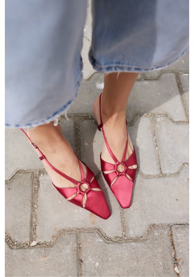 Melisaa Kadın Bordo Saten Mını Topuklu Sandalet Bordo