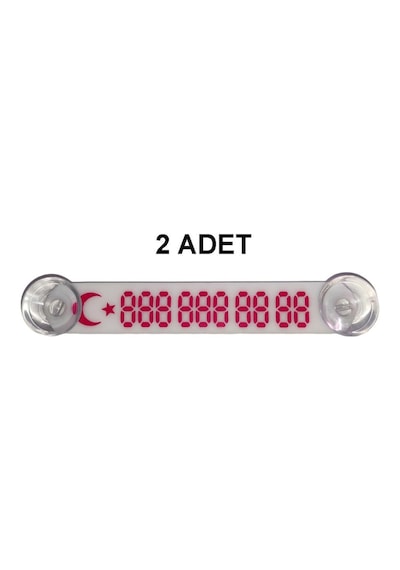 -2 ADET-Beyaz-Kırmızı Araç Park Telefon Numaratörü Tel No Gösteri