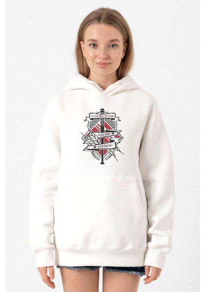 The Walking Dead Negan & Lucille Beyaz Kadın 3ip Kapşonlu Sweatshirt Beyaz